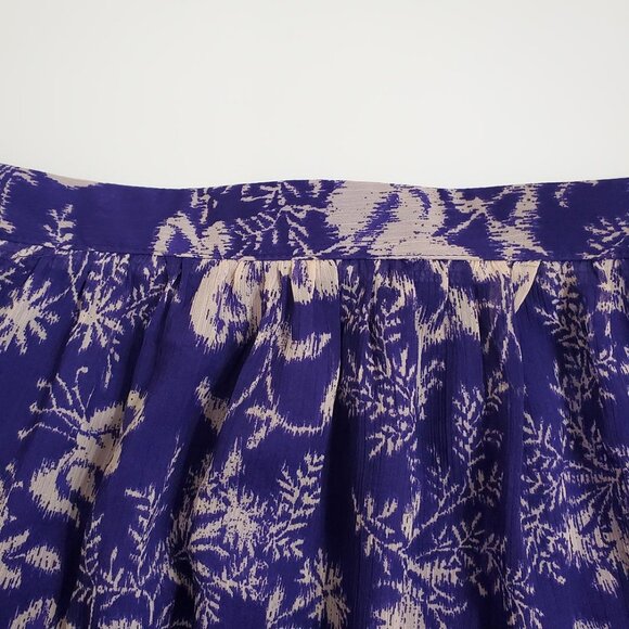 ba&sh Womens Uria Midi Skirt Small Violet Floral A-Line Tiered Lined Pur… - Picture 7 of 16